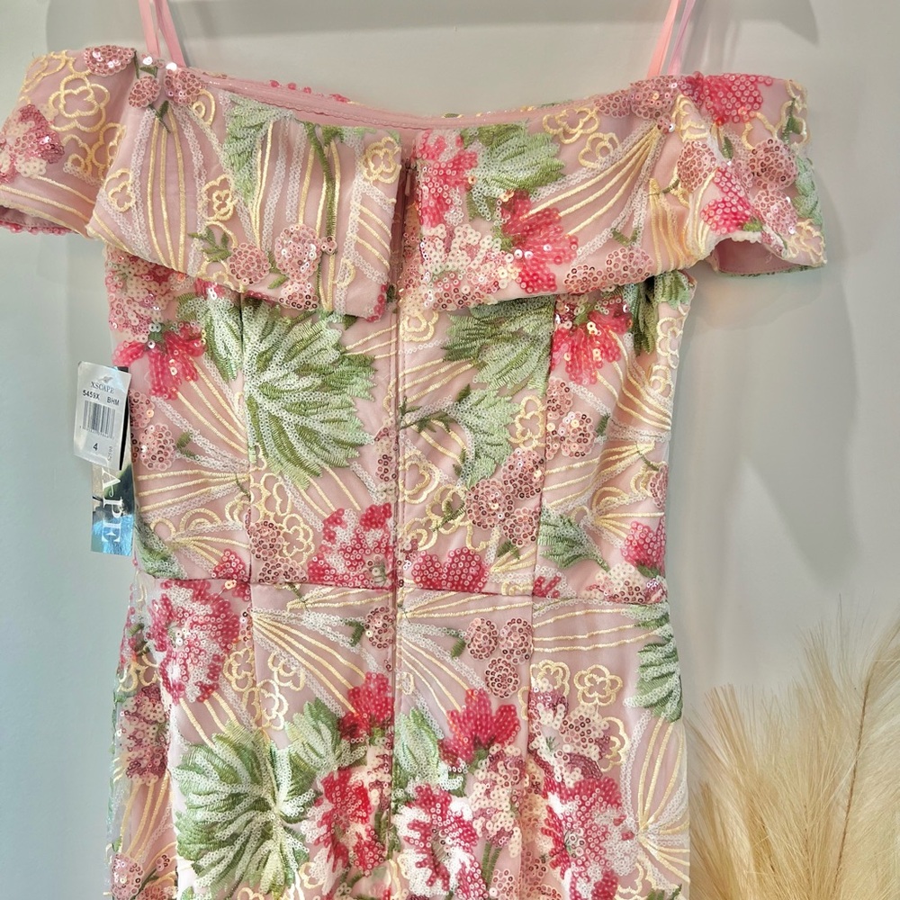 Xscape Blush and Green Floral Maxi Dress - Picture 7 of 13